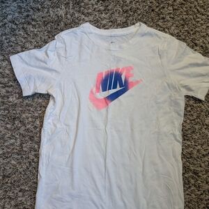 Nike Kids White and Pink Logo T-Shirt